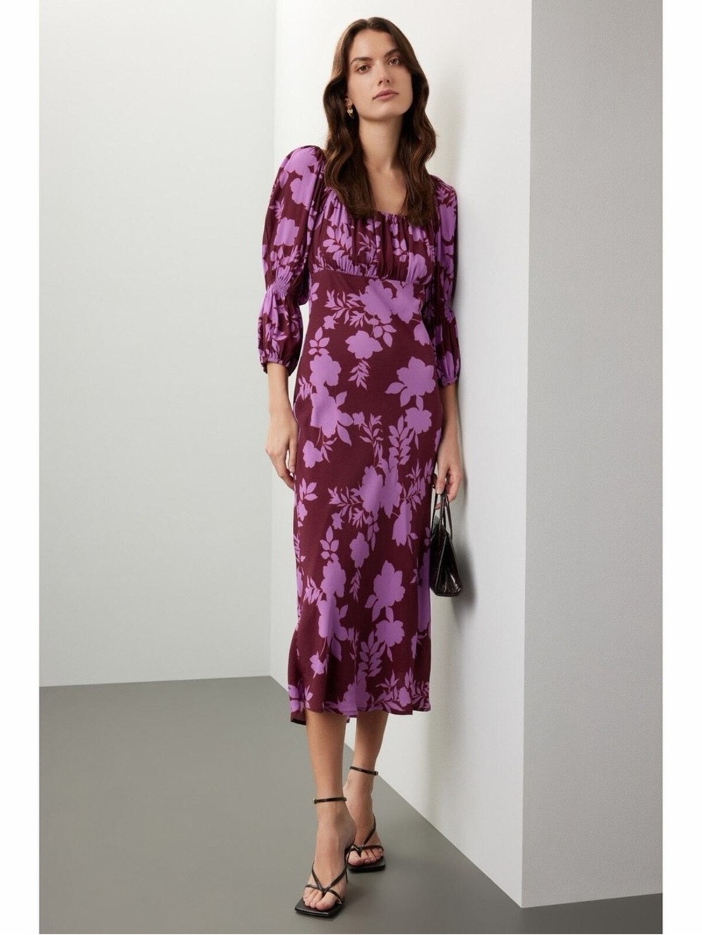 Peter Som Collective x RTR Plum Floral Long-Sleeve Maxi Dress Size 8